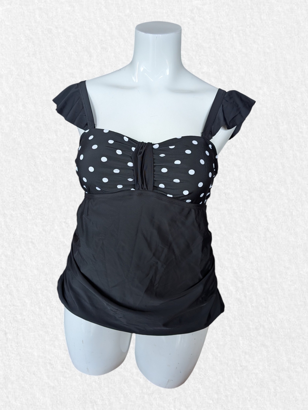 Sea Plus Size NEW Tankini Top: Black Polka Dot